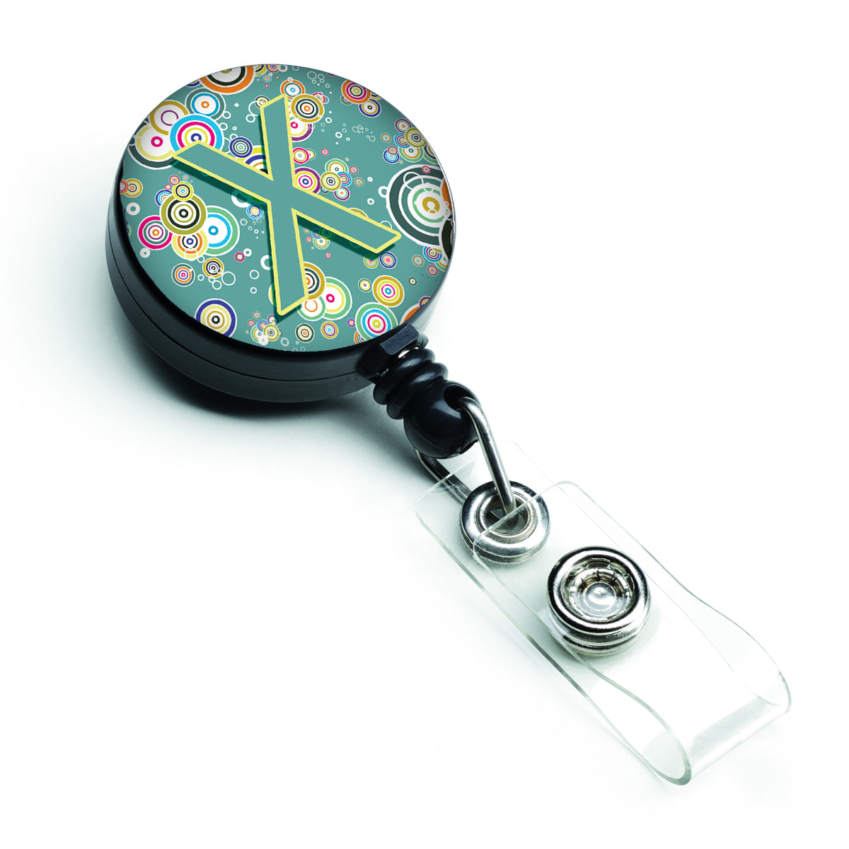 Letter X Circle Circle Teal Initial Alphabet Retractable Badge Reel CJ2015-XBR  the-store.com.