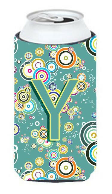 Letter Y Circle Circle Teal Initial Alphabet Tall Boy Beverage Insulator Hugger CJ2015-YTBC by Caroline's Treasures