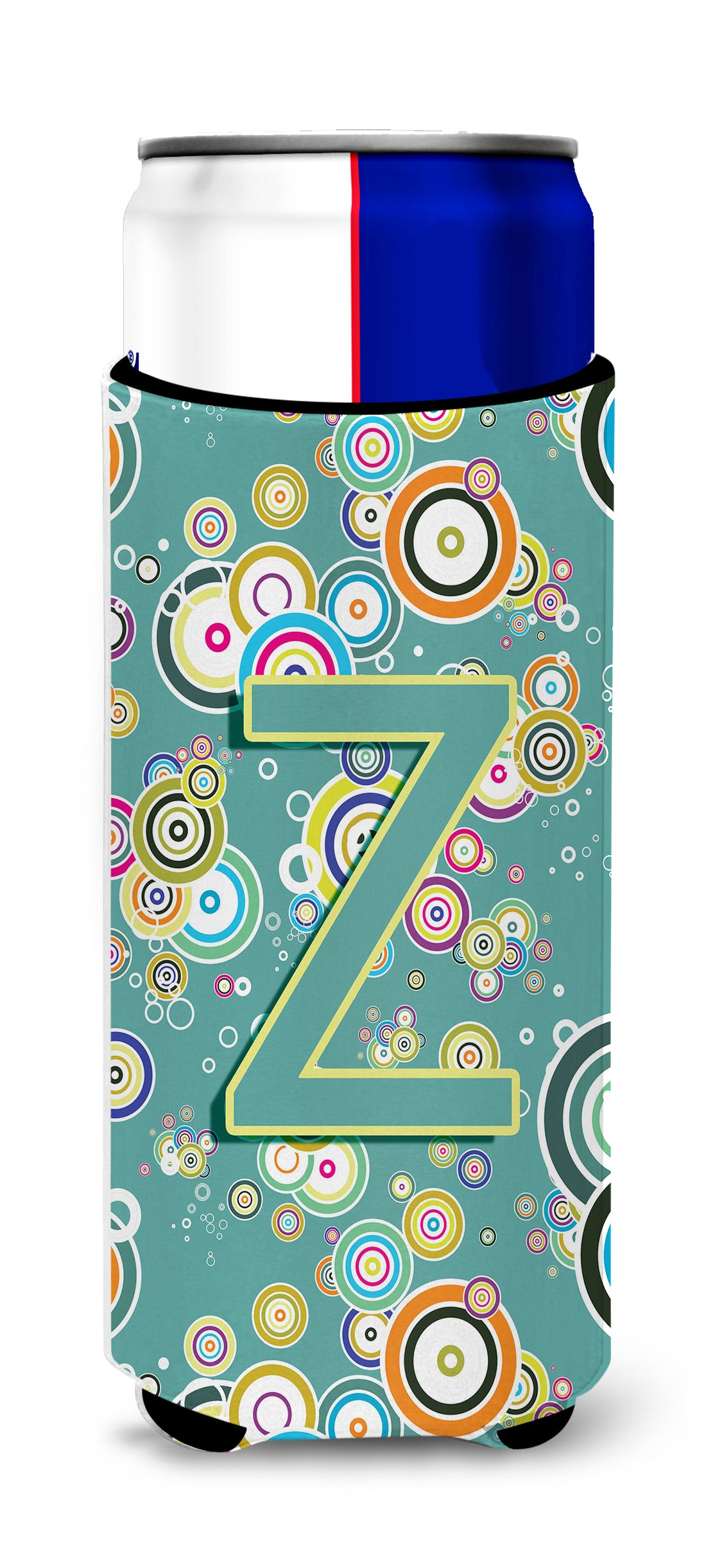 Letter Z Circle Circle Teal Initial Alphabet Ultra Beverage Insulators for slim cans CJ2015-ZMUK.