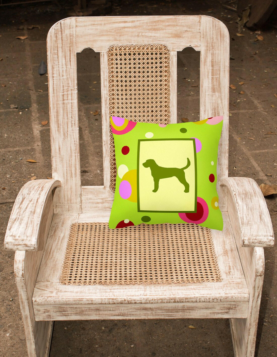 Lime Green Dots American Foxhound Fabric Decorative Pillow CK1006PW1414 by Caroline's Treasures