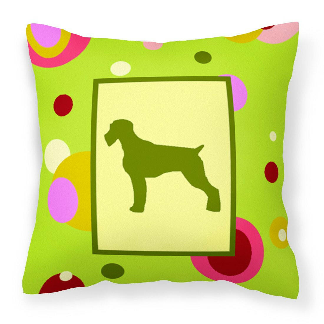 Lime Green Dots German Wirehaired Pointer Fabric Decorative Pillow CK1036PW1414 by Caroline's Treasures