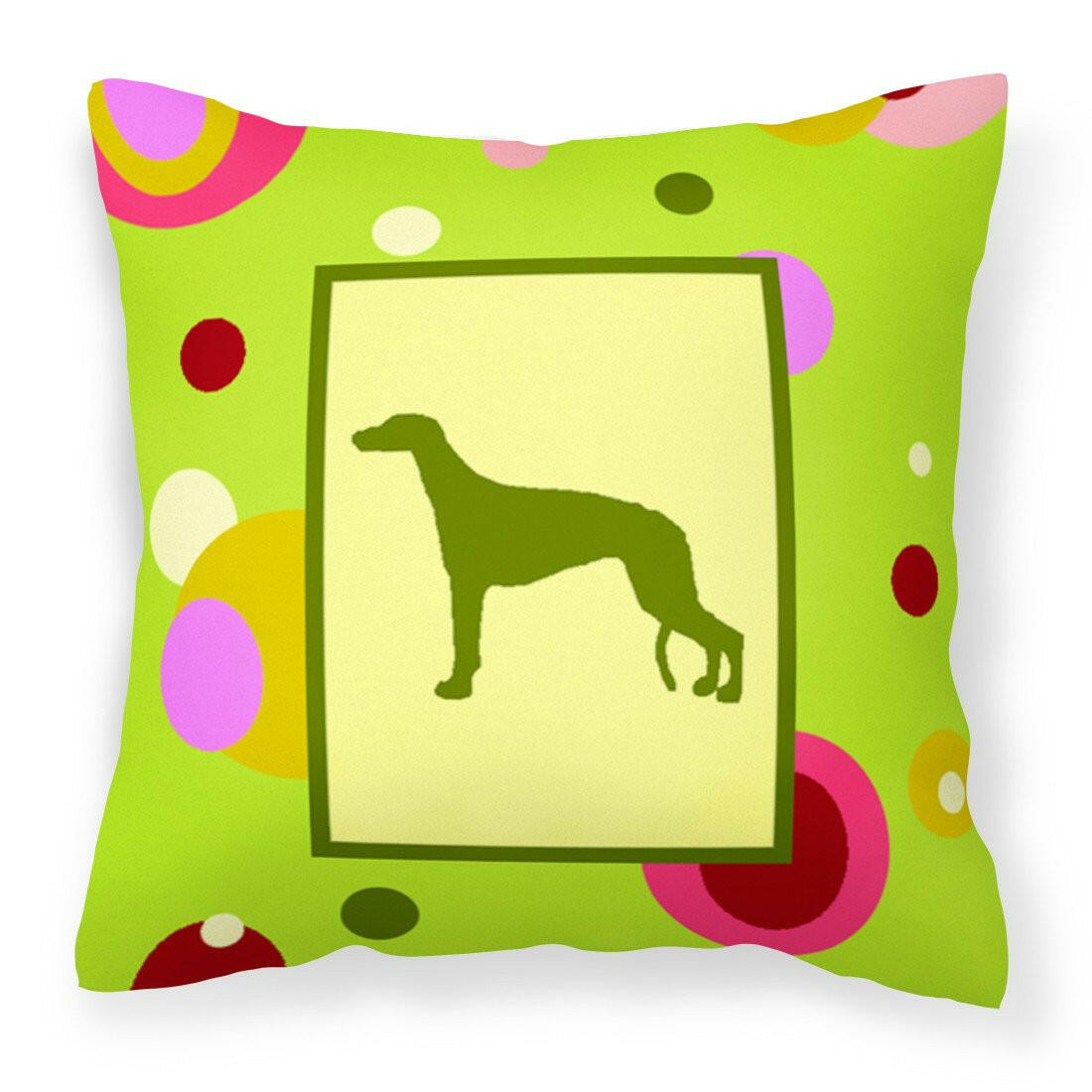 Lime Green Dots Greyhound Fabric Decorative Pillow CK1037PW1414 by Caroline's Treasures