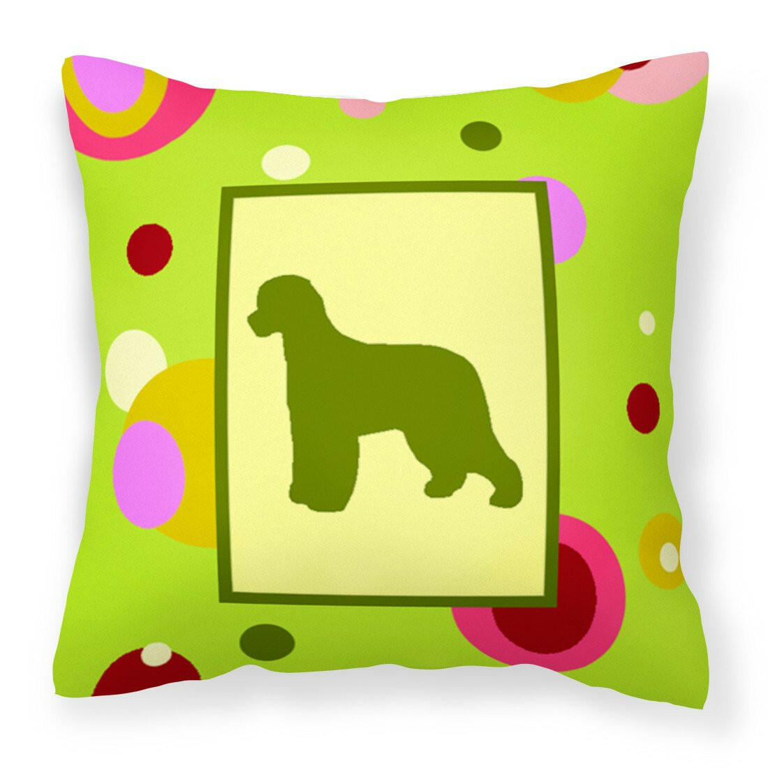 Lime Green Dots Irish Water Spaniel Fabric Decorative Pillow CK1040PW1414 by Caroline&#39;s Treasures