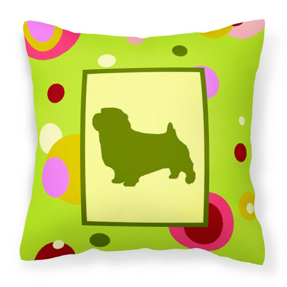 Lime Green Dots Norfolk Terrier Fabric Decorative Pillow CK1047PW1414 by Caroline's Treasures