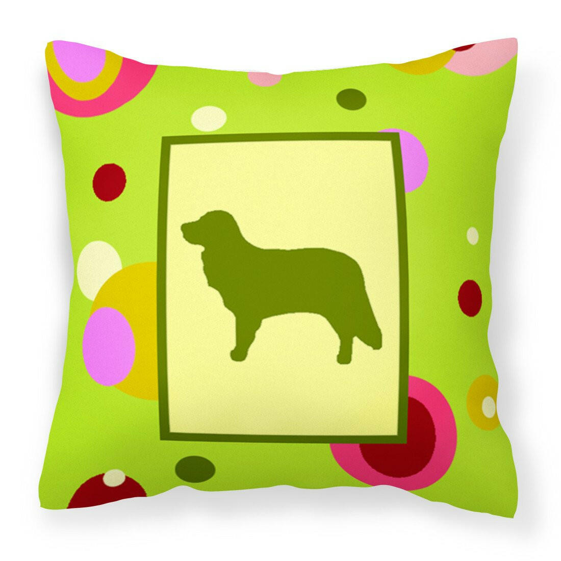 Lime Green Dots Nova Scotia Duck Toller Fabric Decorative Pillow CK1049PW1414 by Caroline's Treasures