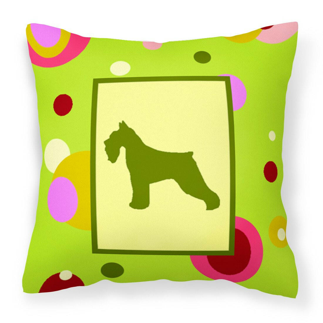 Lime Green Dots Schnauzer Fabric Decorative Pillow CK1054PW1414 by Caroline's Treasures