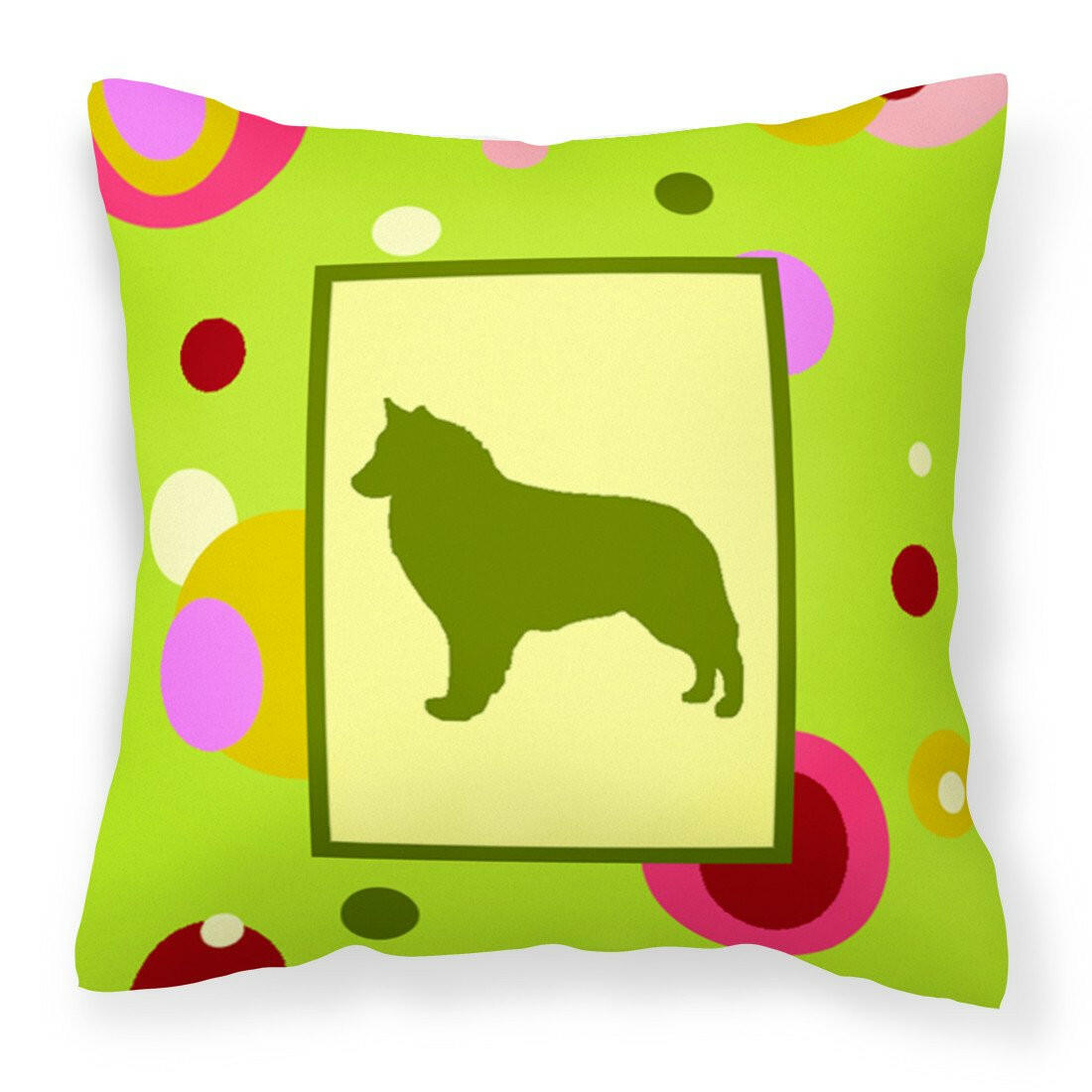 Lime Green Dots Belgian Sheepdog Fabric Decorative Pillow CK1115PW1414 by Caroline's Treasures