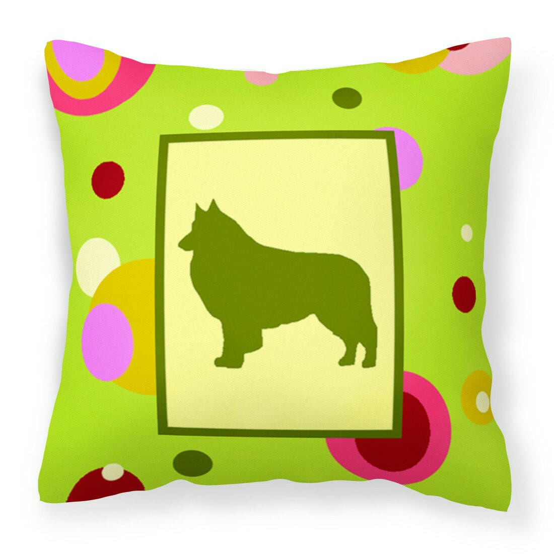 Lime Green Dots Belgian Tervuren Fabric Decorative Pillow CK1116PW1414 by Caroline's Treasures