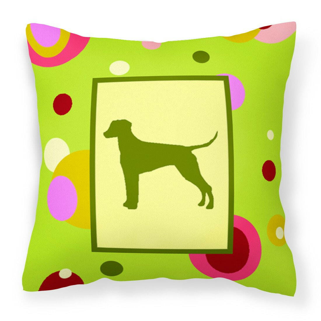 Lime Green Dots Dalmatian Fabric Decorative Pillow CK1127PW1414 by Caroline's Treasures