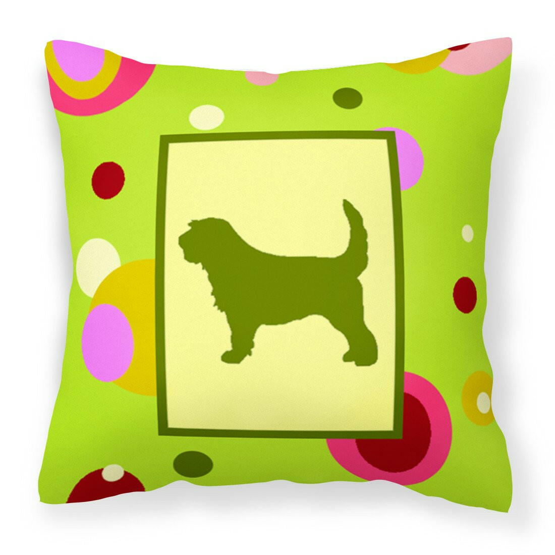 Lime Green Dots Otterhound  Fabric Decorative Pillow CK1143PW1414 by Caroline's Treasures