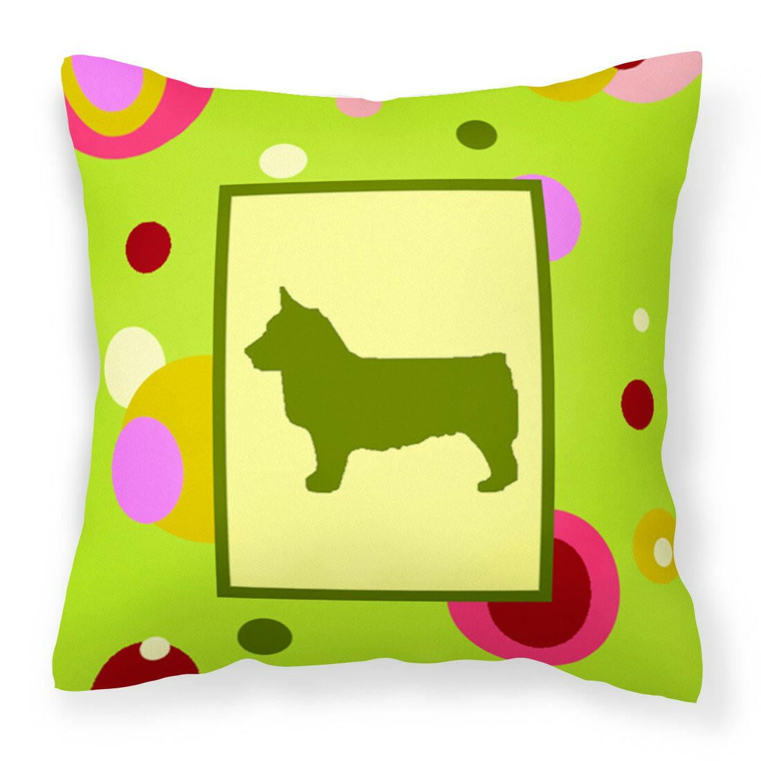 Lime Green Dots Swedish Vallhund Fabric Decorative Pillow CK1151PW1414 by Caroline's Treasures