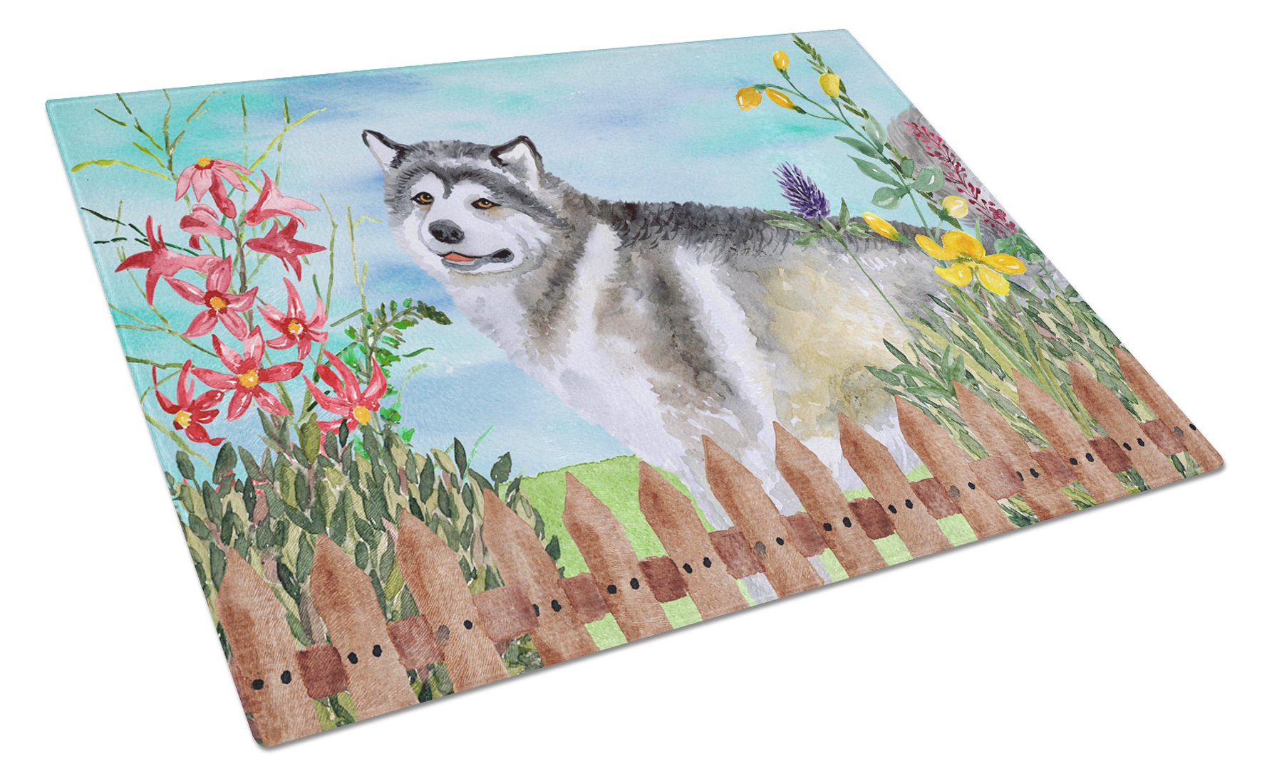 Alaskan Malamute Spring Glass Cutting Board Large CK1200LCB by Caroline's Treasures