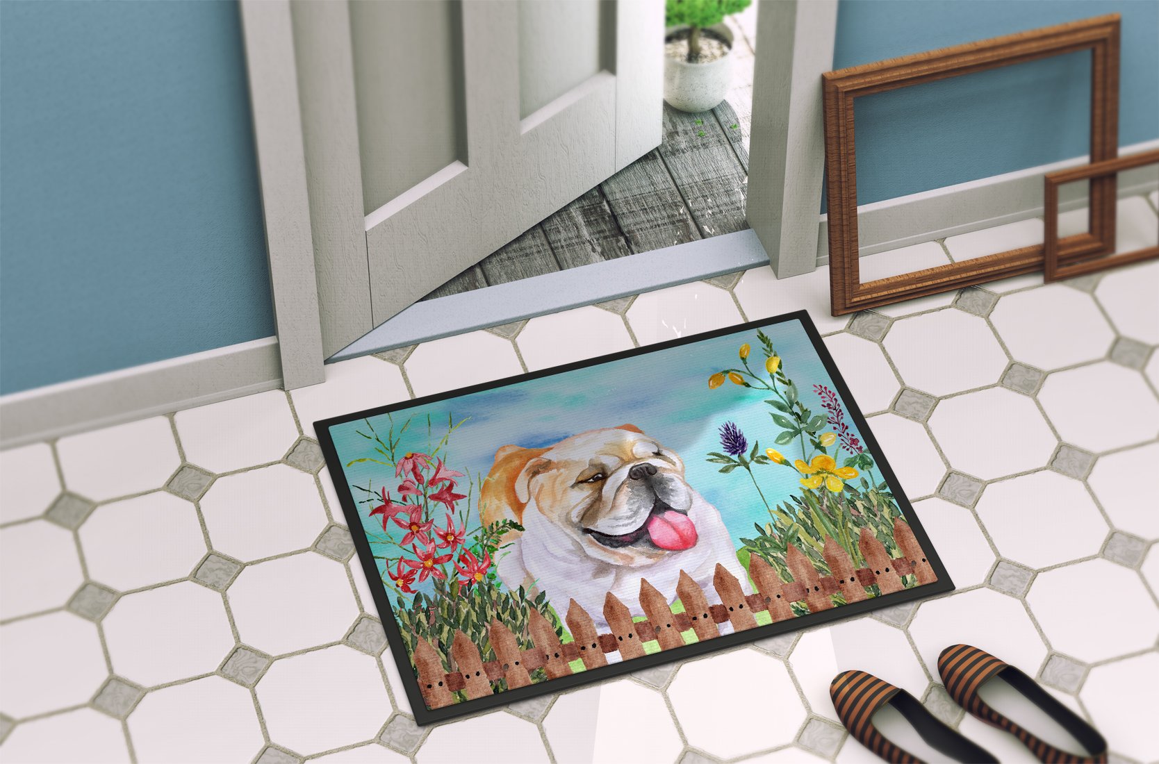 English Bulldog Spring Indoor or Outdoor Mat 24x36 CK1201JMAT by Caroline's Treasures