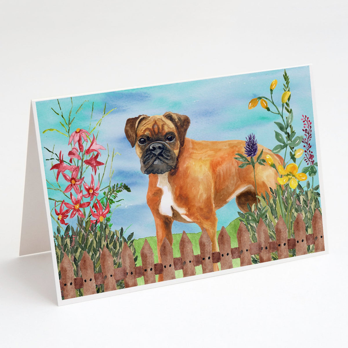 Buy this German Boxer Spring Greeting Cards and Envelopes Pack of 8