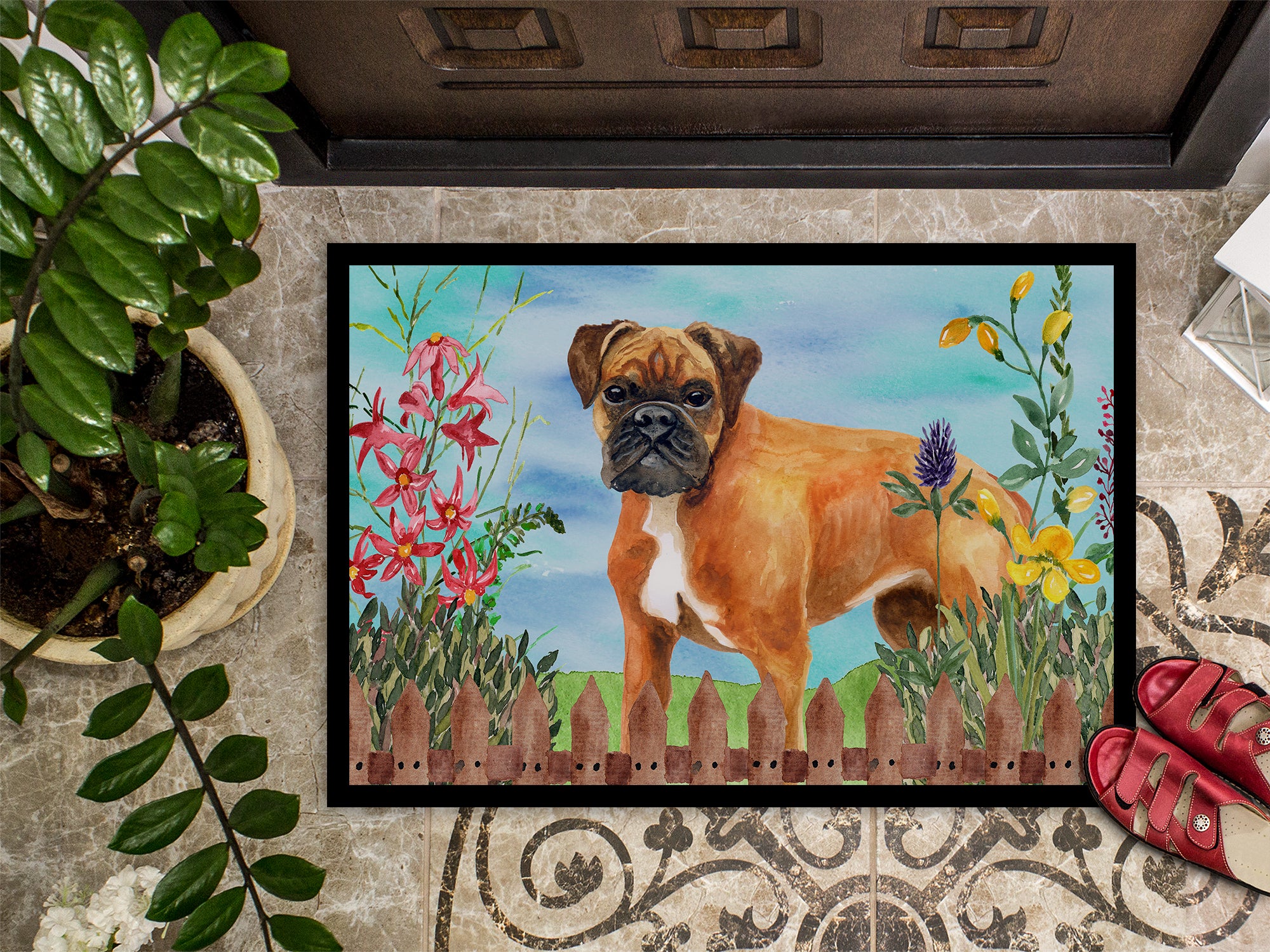 German Boxer Spring Indoor or Outdoor Mat 18x27 CK1202MAT - the-store.com