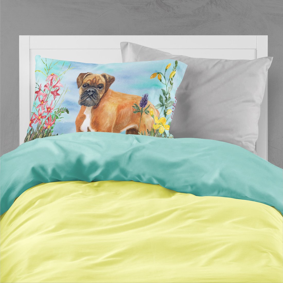 German Boxer Spring Fabric Standard Pillowcase CK1202PILLOWCASE by Caroline's Treasures