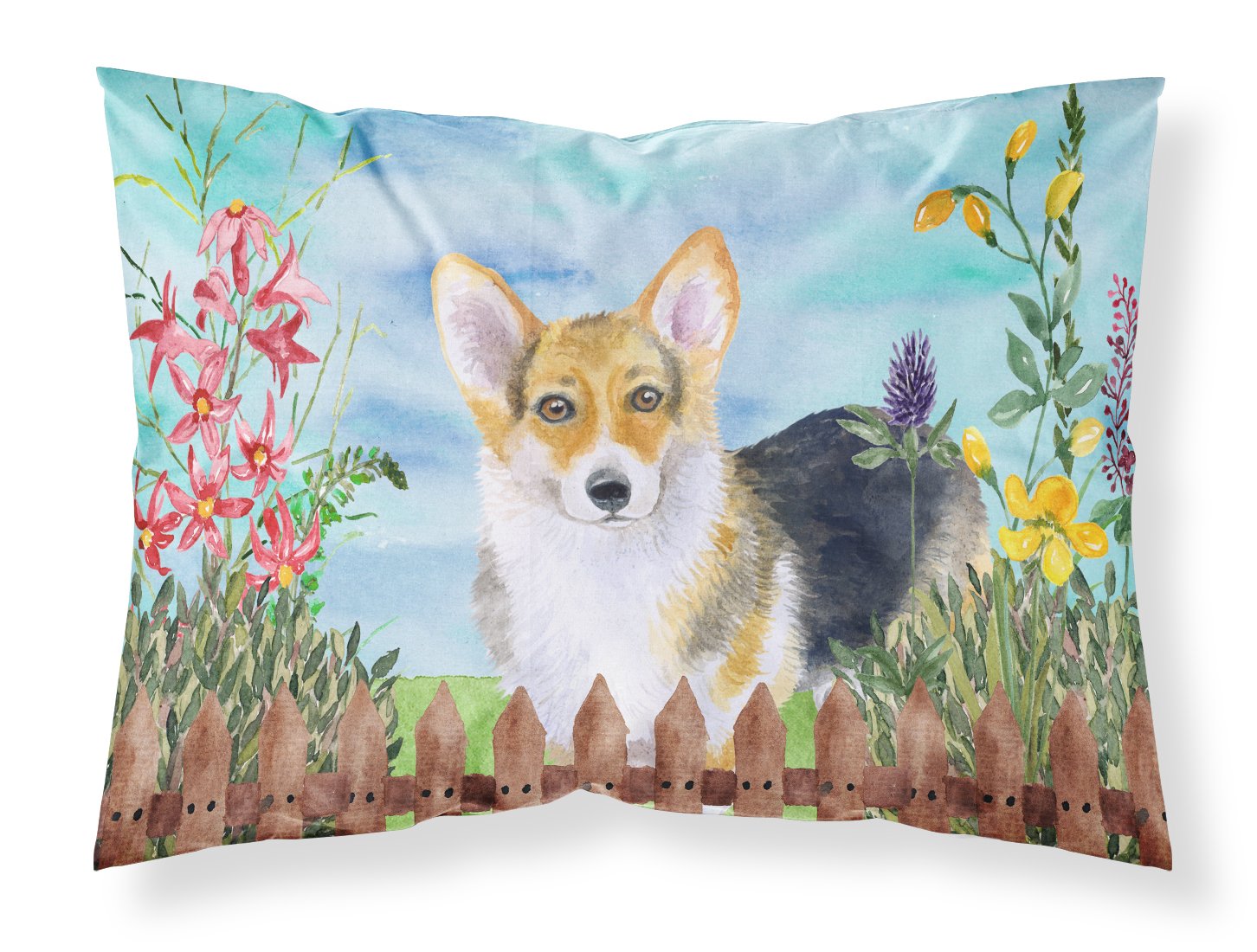 Pembroke Corgi Spring Fabric Standard Pillowcase CK1204PILLOWCASE by Caroline's Treasures