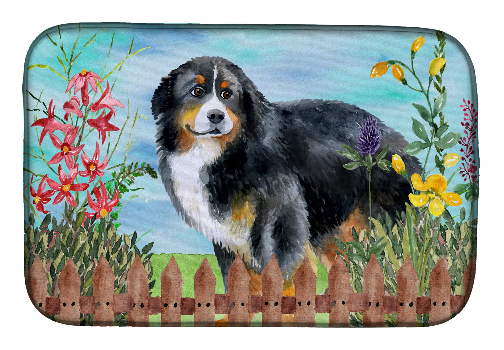 Bernese Mountain Dog Spring Dish Drying Mat CK1207DDM  the-store.com.