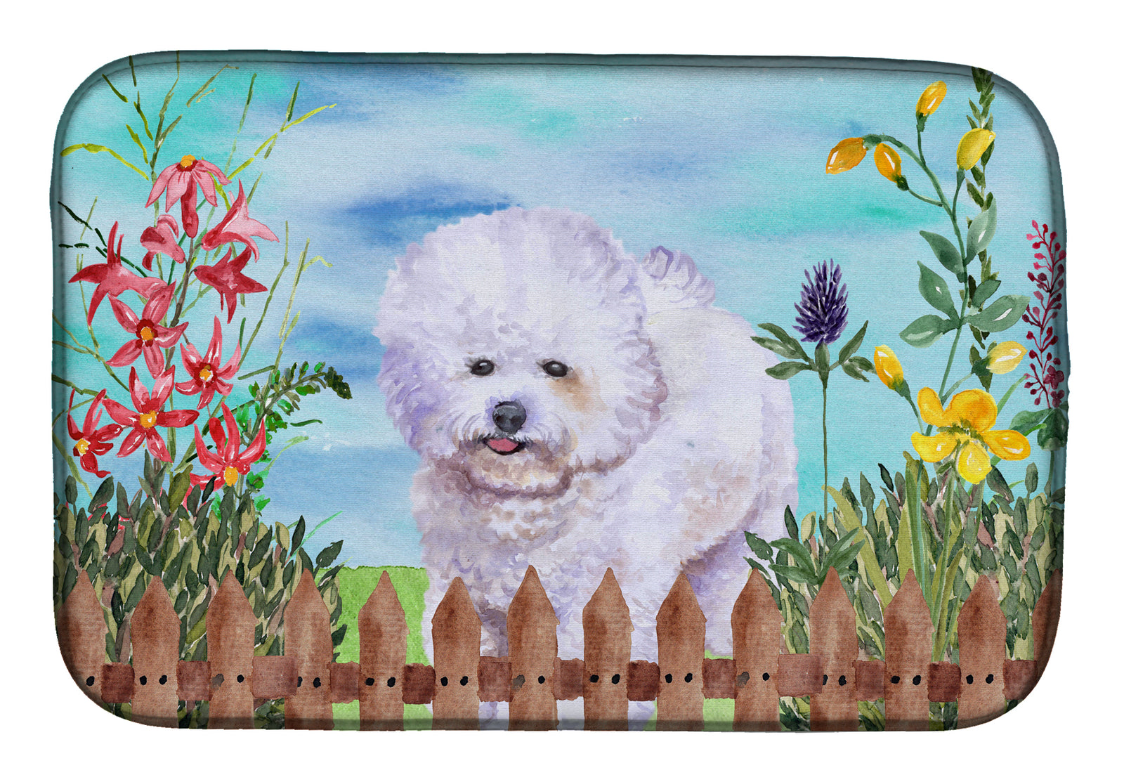 Bichon Frise Spring Dish Drying Mat CK1210DDM  the-store.com.