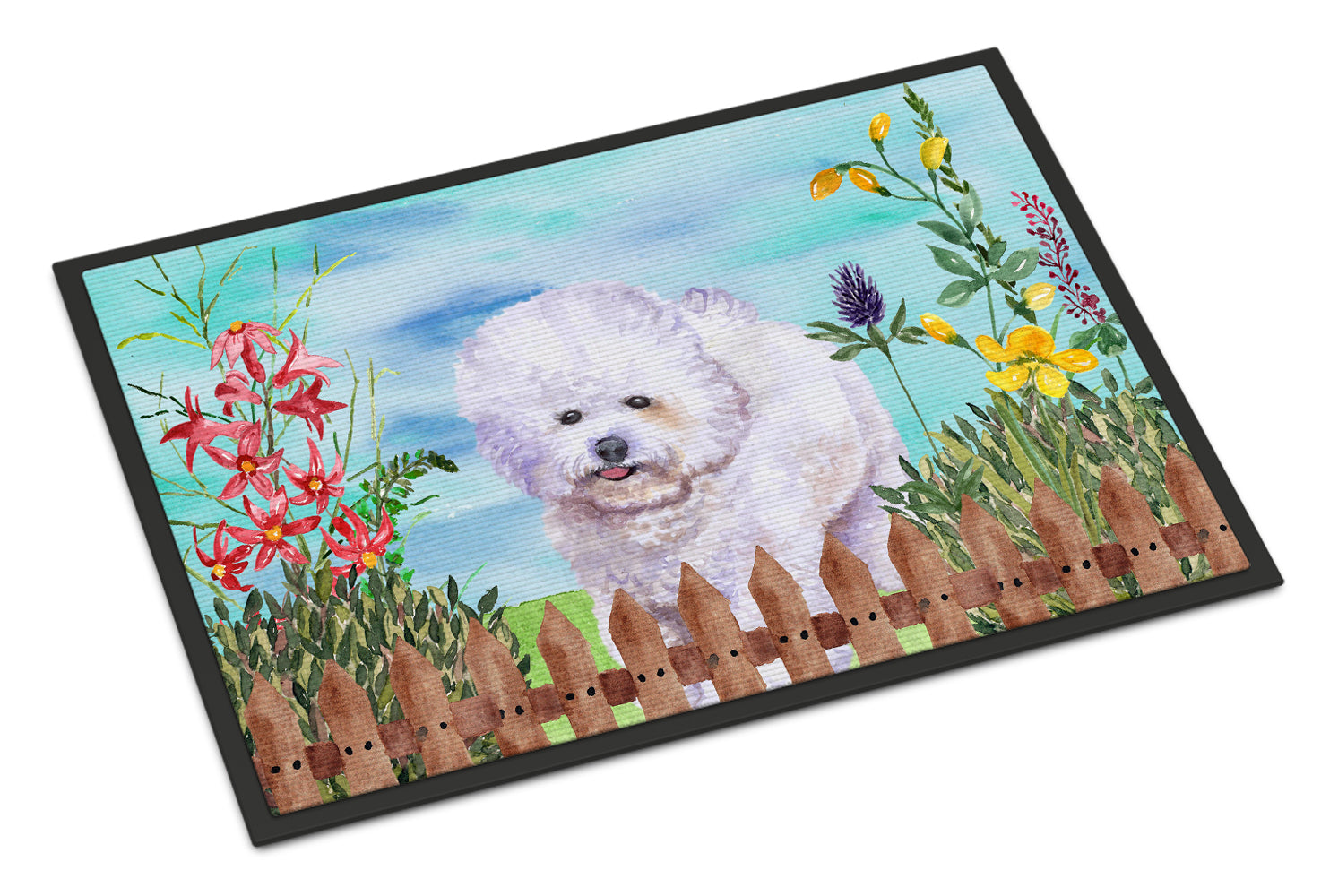 Bichon Frise Spring Indoor or Outdoor Mat 18x27 CK1210MAT - the-store.com