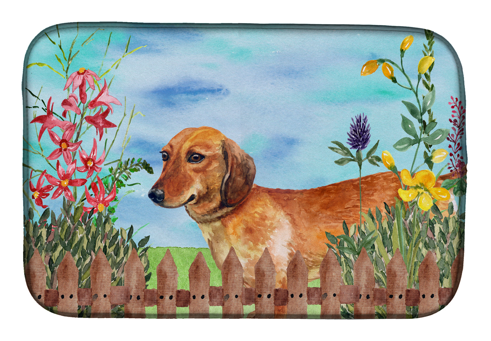 Dachshund Spring Dish Drying Mat CK1214DDM  the-store.com.