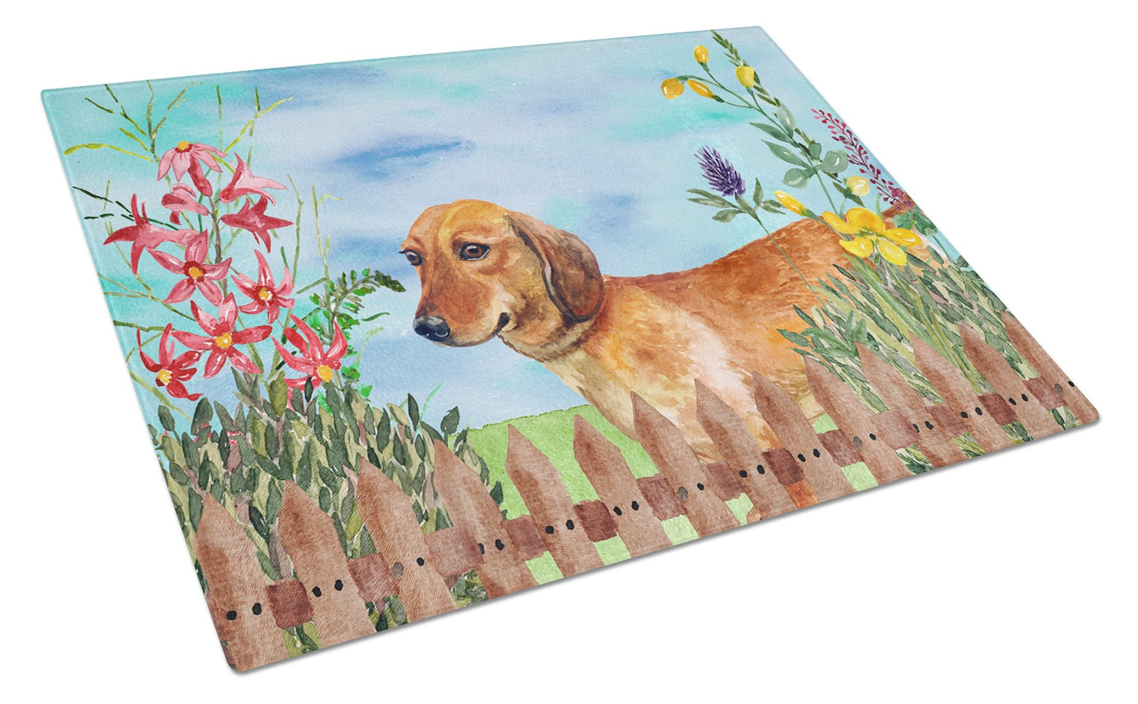 Dachshund Spring Glass Cutting Board Large CK1214LCB by Caroline's Treasures