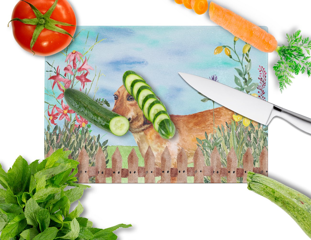 Dachshund Spring Glass Cutting Board Large CK1214LCB by Caroline's Treasures