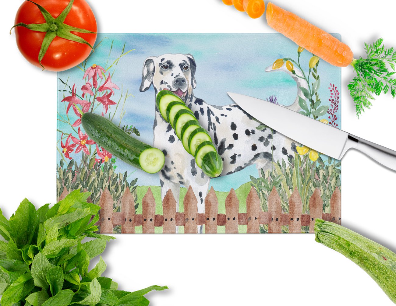 Dalmatian Spring Glass Cutting Board Large CK1215LCB by Caroline's Treasures