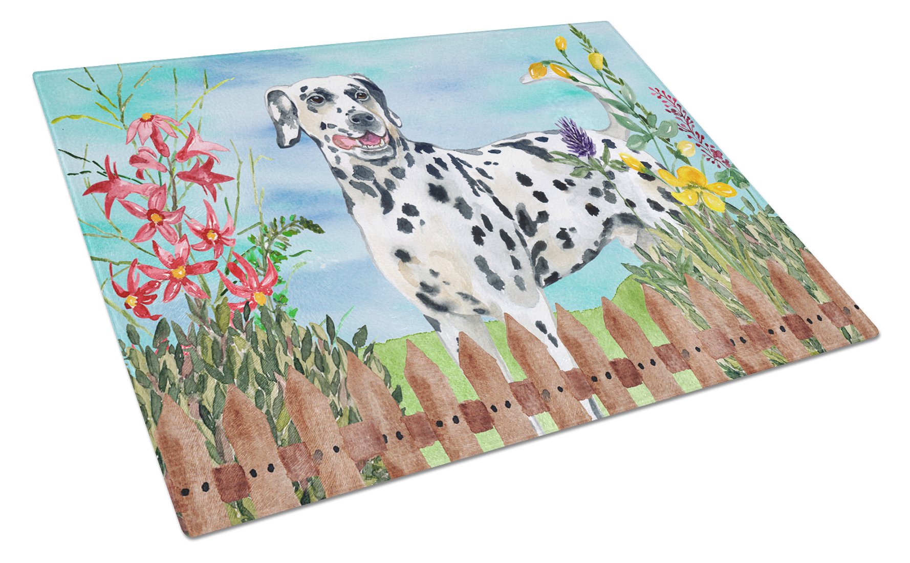 Dalmatian Spring Glass Cutting Board Large CK1215LCB by Caroline's Treasures