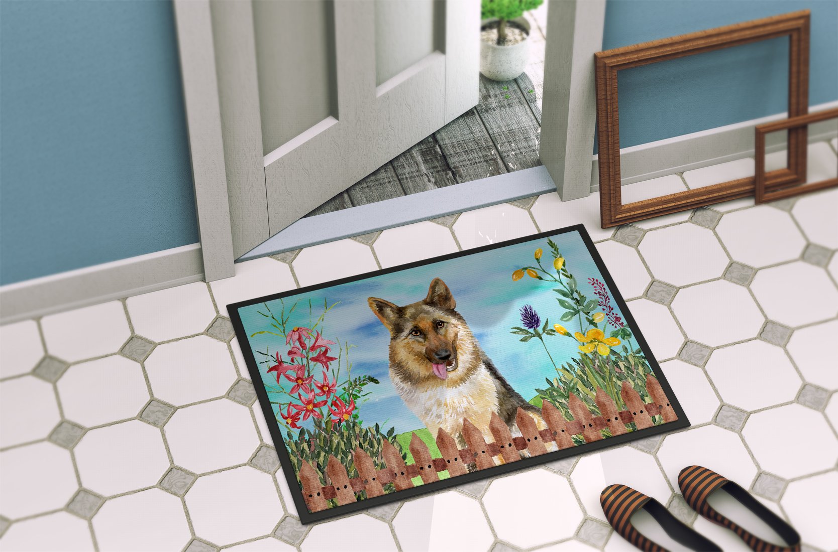 German Shepherd Spring Indoor or Outdoor Mat 24x36 CK1216JMAT by Caroline's Treasures