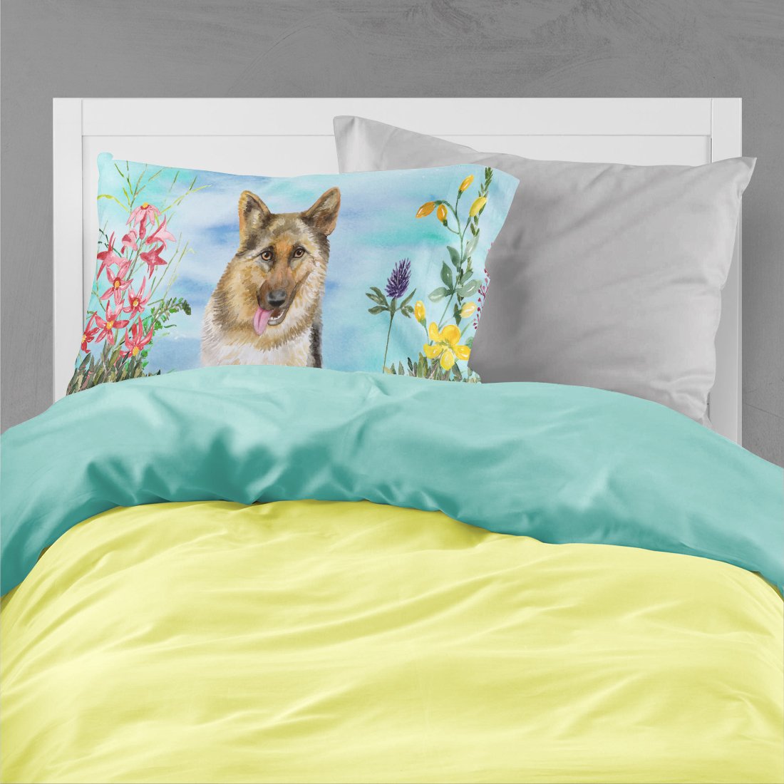 German Shepherd Spring Fabric Standard Pillowcase CK1216PILLOWCASE by Caroline's Treasures