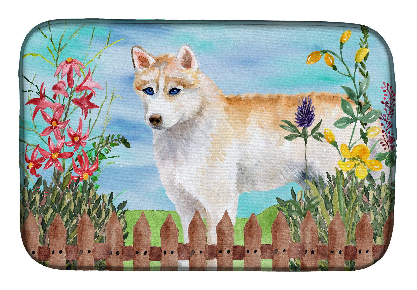 Siberian Husky Spring Dish Drying Mat CK1217DDM  the-store.com.