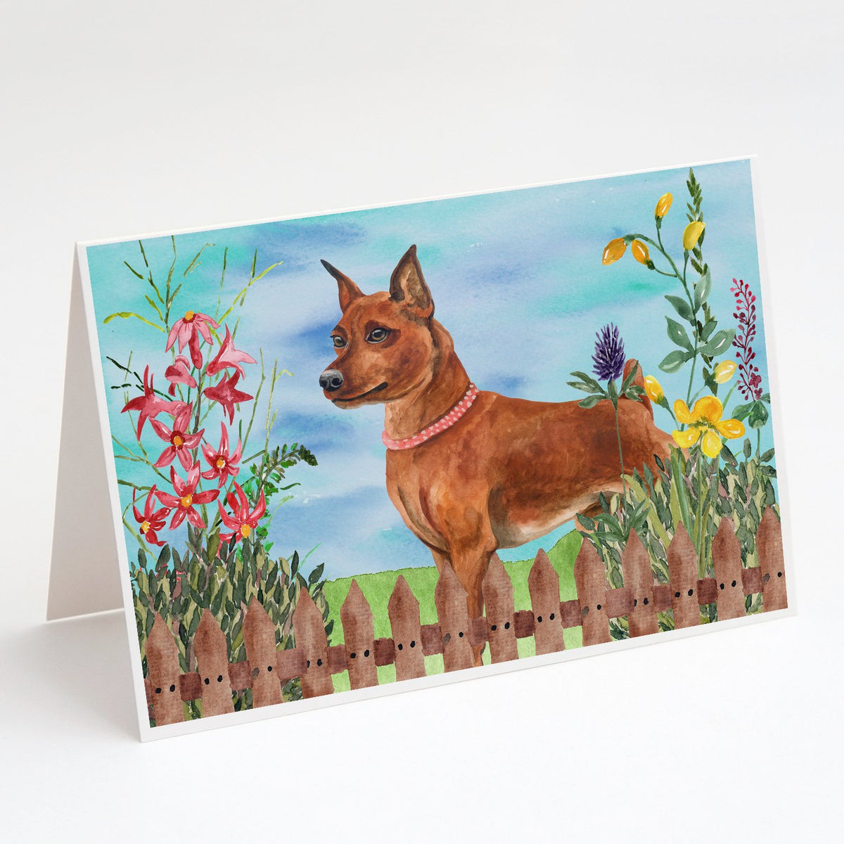 Buy this Miniature Pinscher Spring Greeting Cards and Envelopes Pack of 8