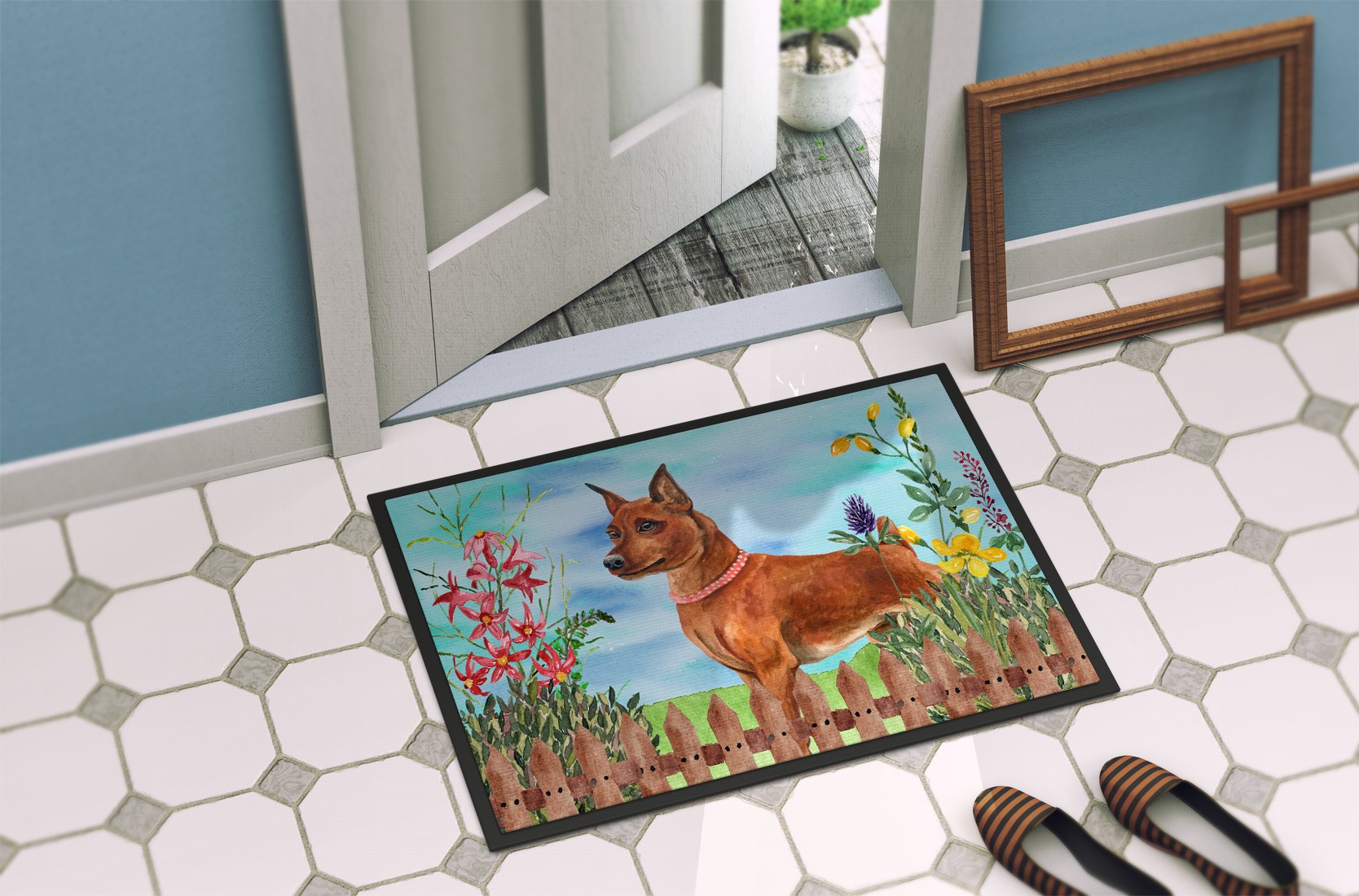 Miniature Pinscher Spring Indoor or Outdoor Mat 24x36 CK1218JMAT by Caroline's Treasures