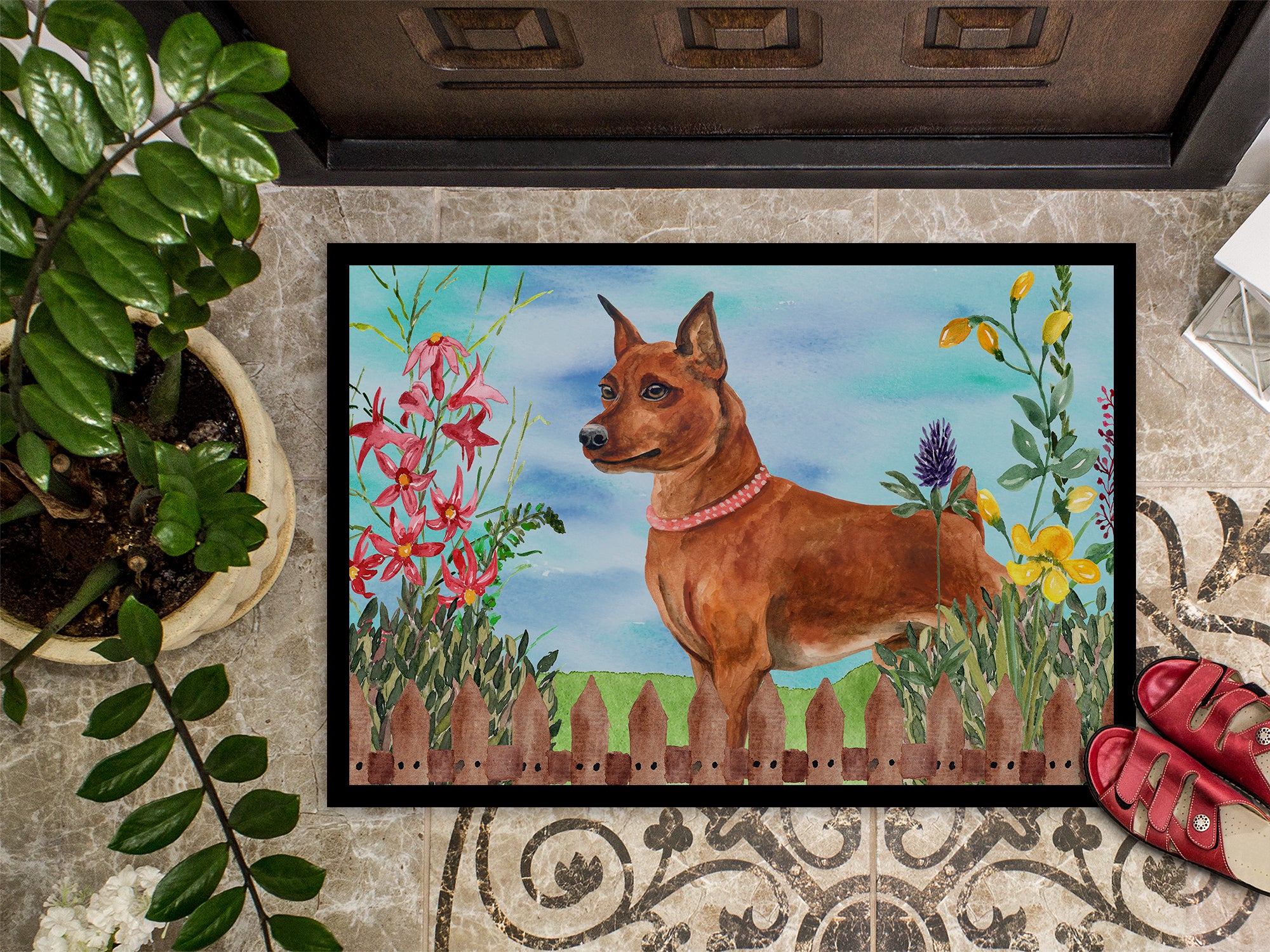 Miniature Pinscher Spring Indoor or Outdoor Mat 18x27 CK1218MAT - the-store.com