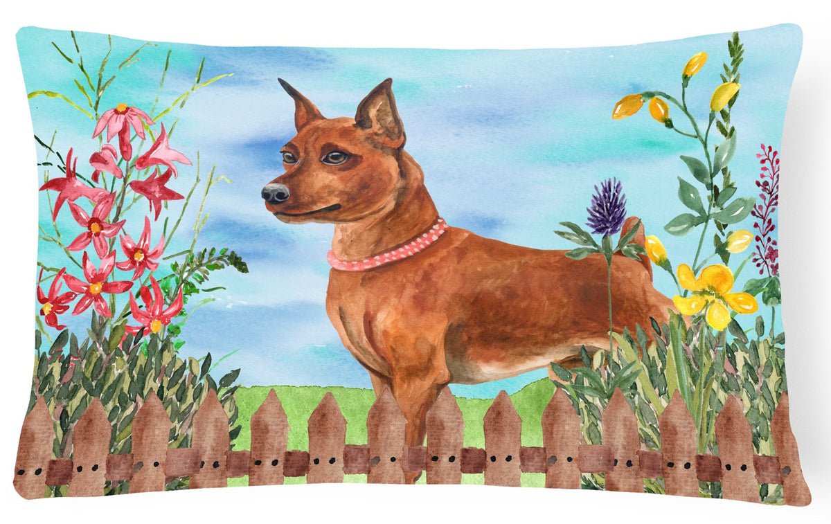 Miniature Pinscher Spring Canvas Fabric Decorative Pillow CK1218PW1216 by Caroline&#39;s Treasures