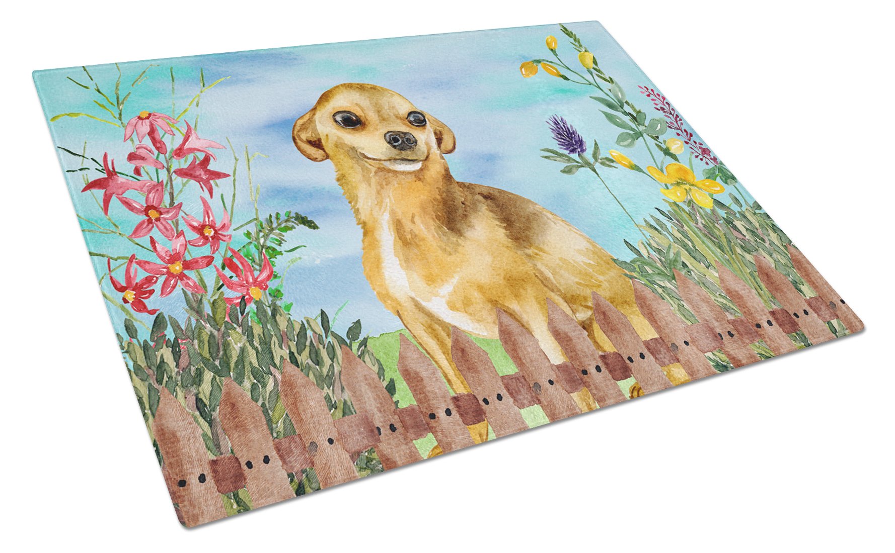 Chihuahua Spring Glass Cutting Board Large CK1220LCB by Caroline's Treasures