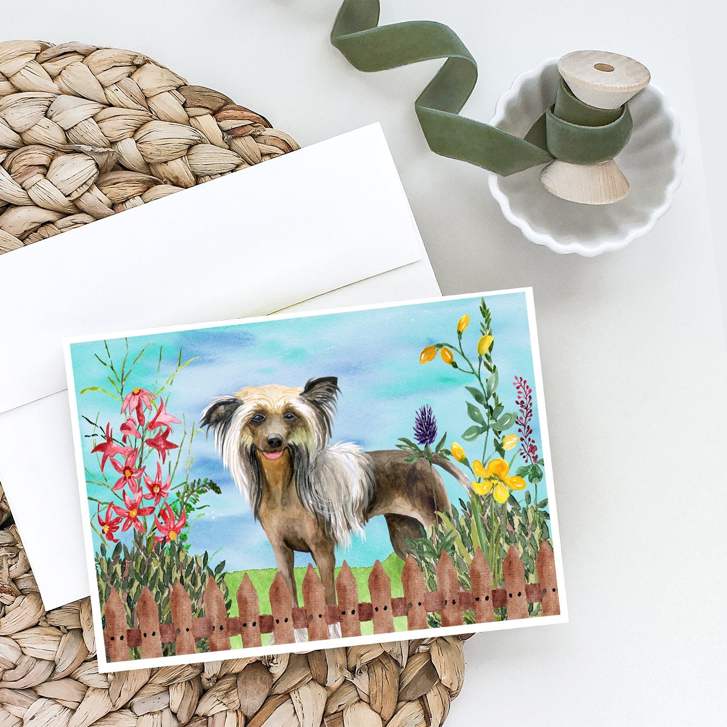 Buy this Chinese Crested Spring Greeting Cards and Envelopes Pack of 8