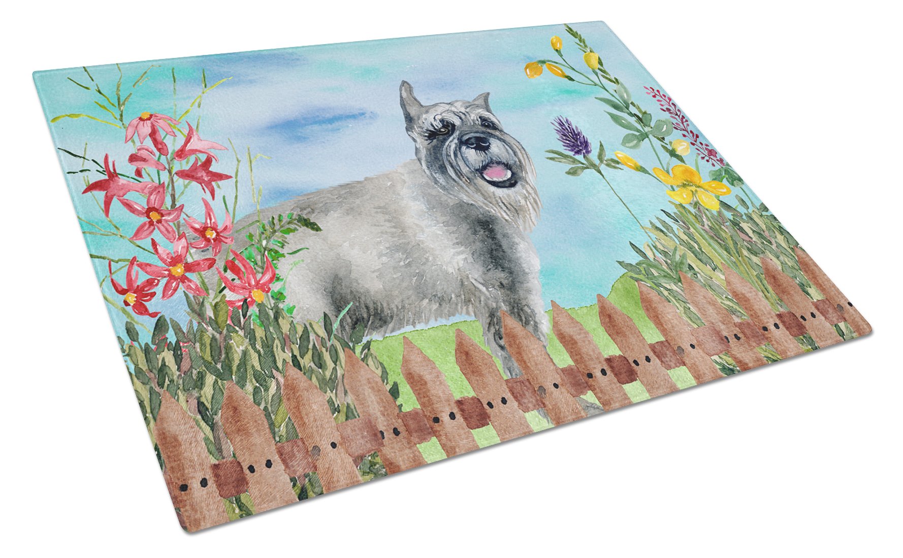 Schnauzer Spring Glass Cutting Board Large CK1224LCB by Caroline's Treasures