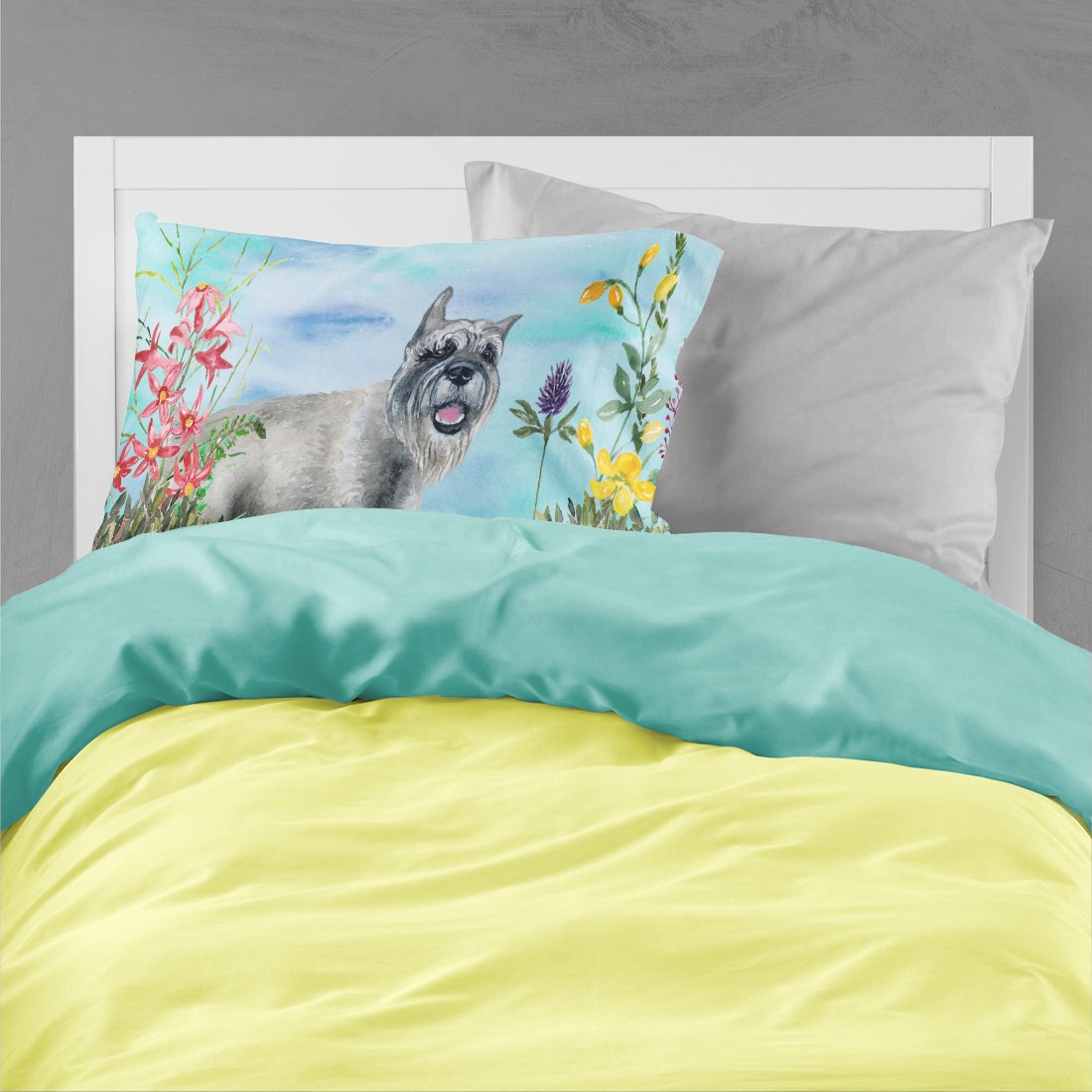 Schnauzer Spring Fabric Standard Pillowcase CK1224PILLOWCASE by Caroline's Treasures