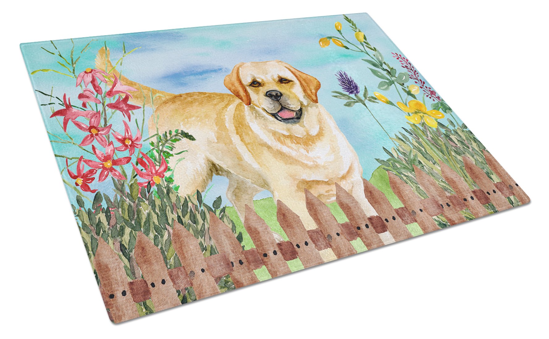 Golden Retriever Spring Glass Cutting Board Large CK1226LCB by Caroline's Treasures