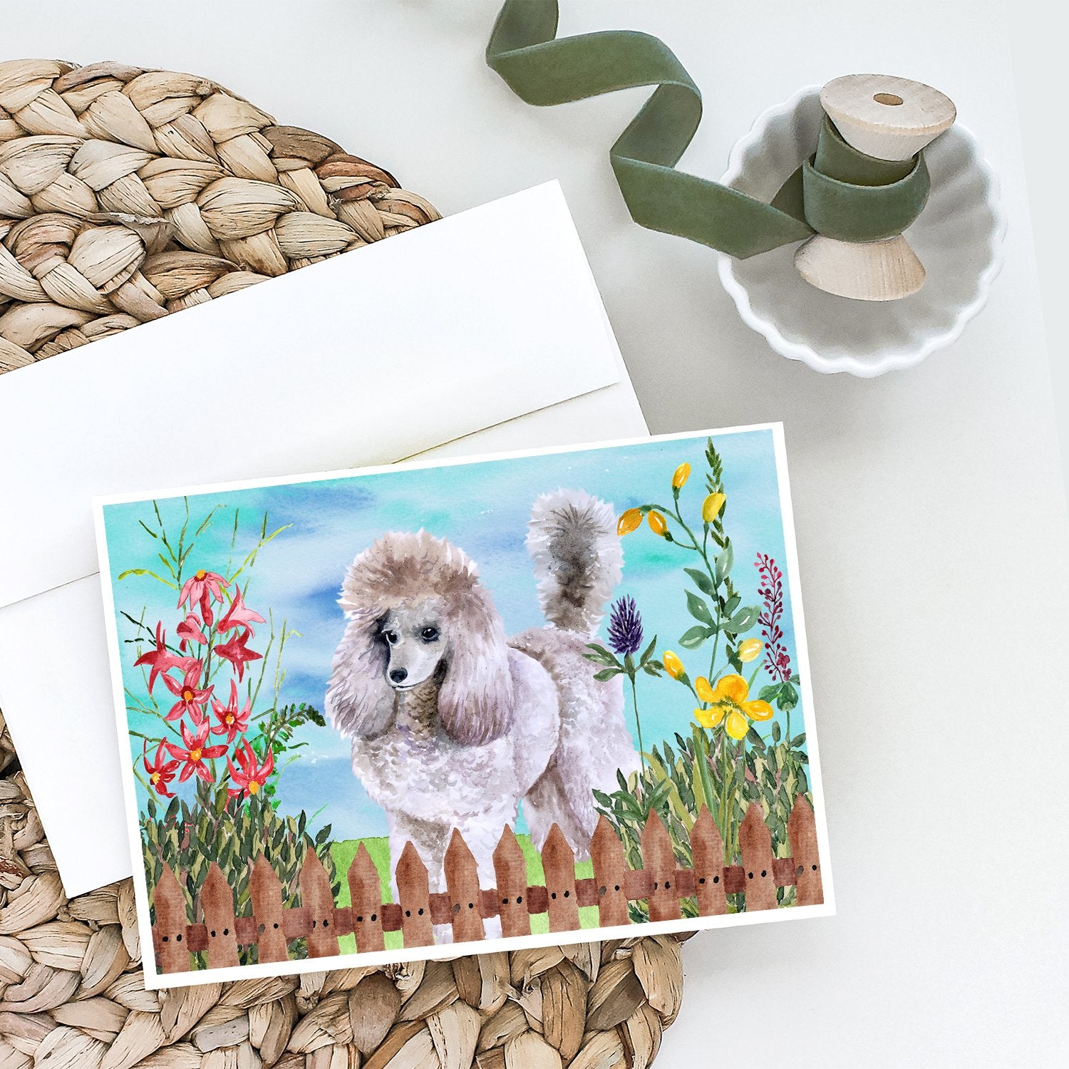 Buy this Poodle Spring Greeting Cards and Envelopes Pack of 8