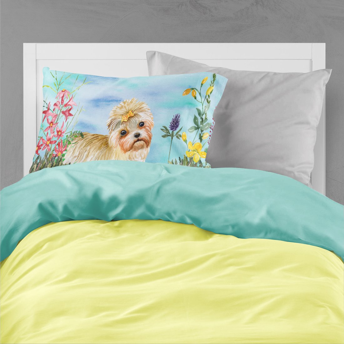 Morkie Spring Fabric Standard Pillowcase CK1230PILLOWCASE by Caroline's Treasures