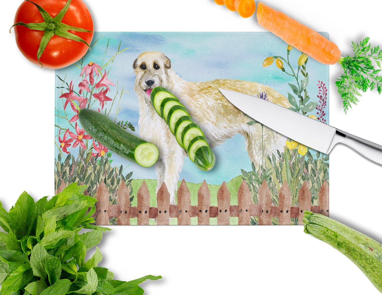 Irish Wolfhound Spring Glass Cutting Board Large CK1232LCB by Caroline's Treasures