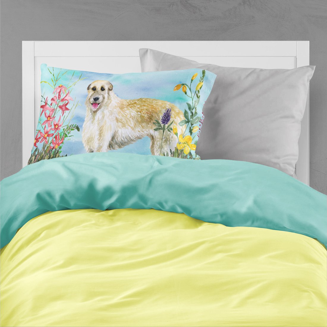 Irish Wolfhound Spring Fabric Standard Pillowcase CK1232PILLOWCASE by Caroline's Treasures