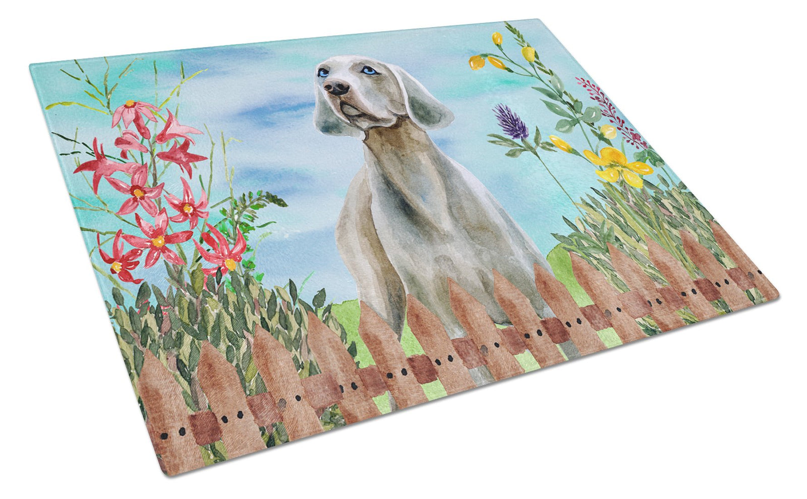 Weimaraner Spring Glass Cutting Board Large CK1236LCB by Caroline's Treasures