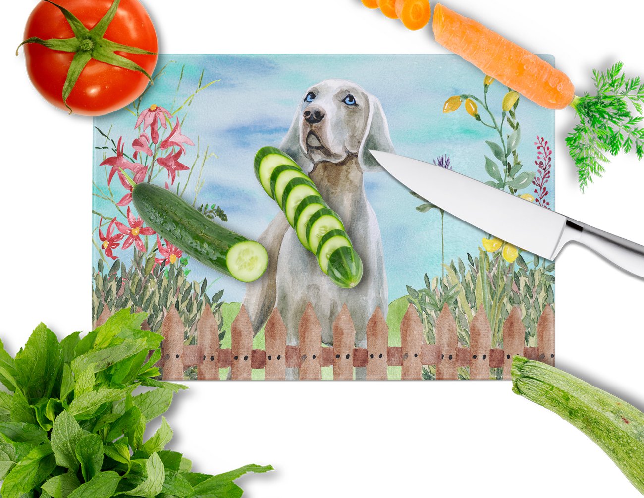 Weimaraner Spring Glass Cutting Board Large CK1236LCB by Caroline's Treasures