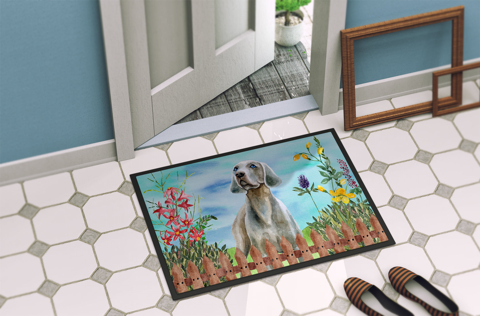 Weimaraner Spring Indoor or Outdoor Mat 18x27 CK1236MAT - the-store.com