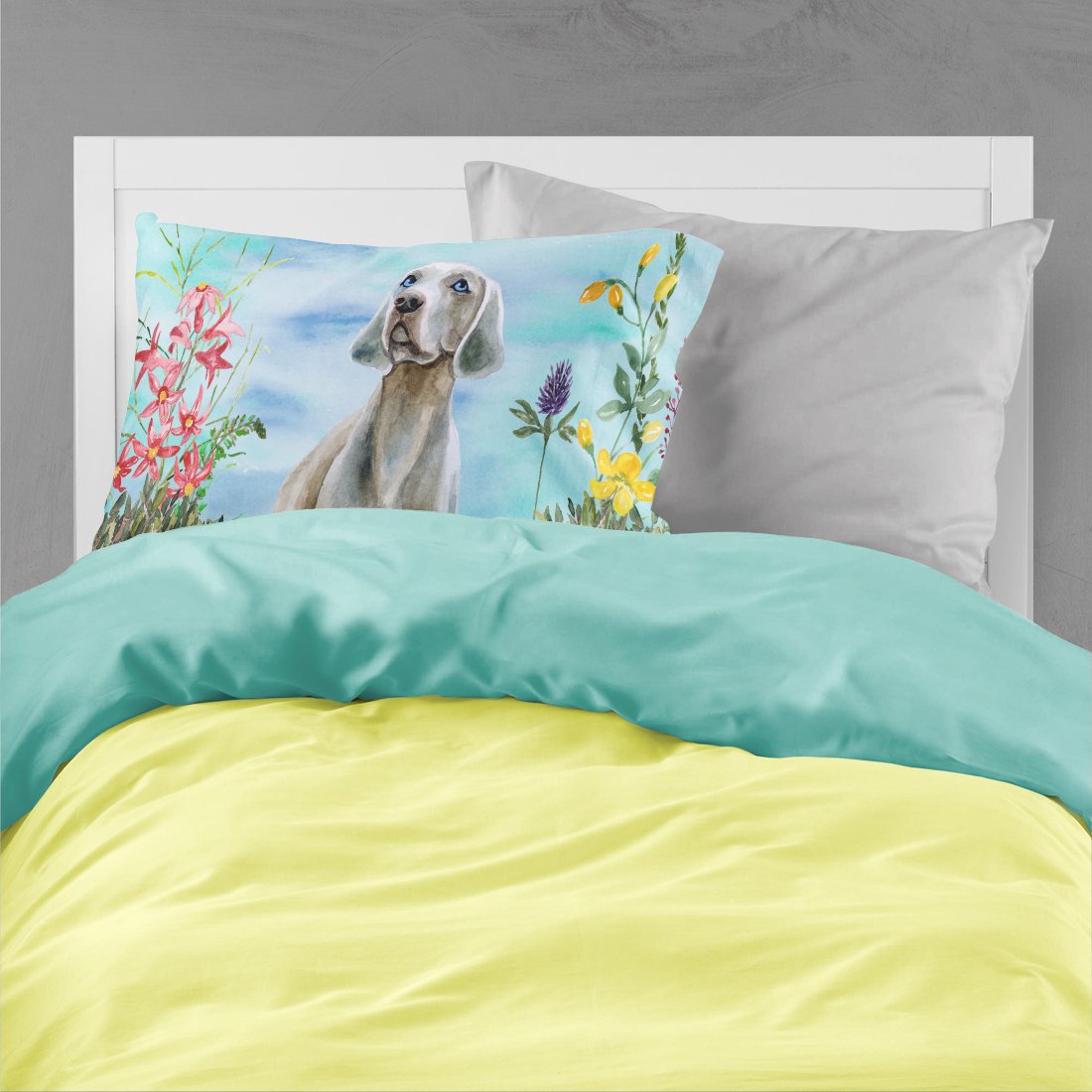 Weimaraner Spring Fabric Standard Pillowcase CK1236PILLOWCASE by Caroline's Treasures