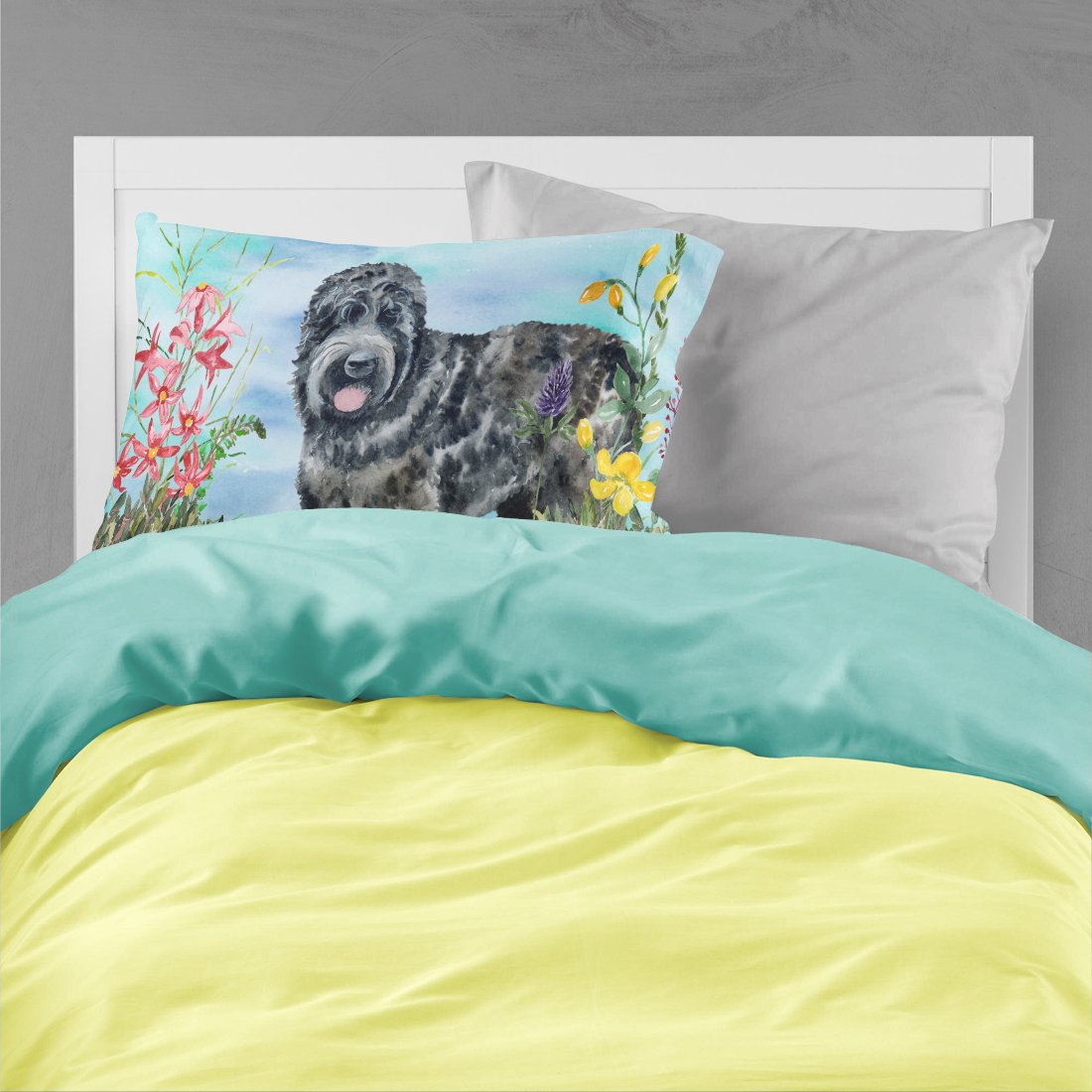 Black Russian Terrier Spring Fabric Standard Pillowcase CK1239PILLOWCASE by Caroline's Treasures